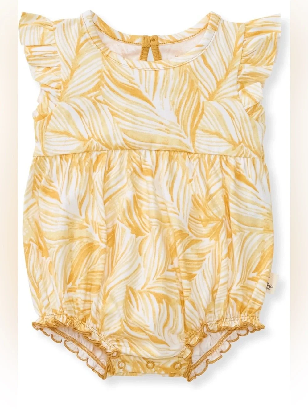 Burt's Bees Baby Yellow Leaf Print Romper